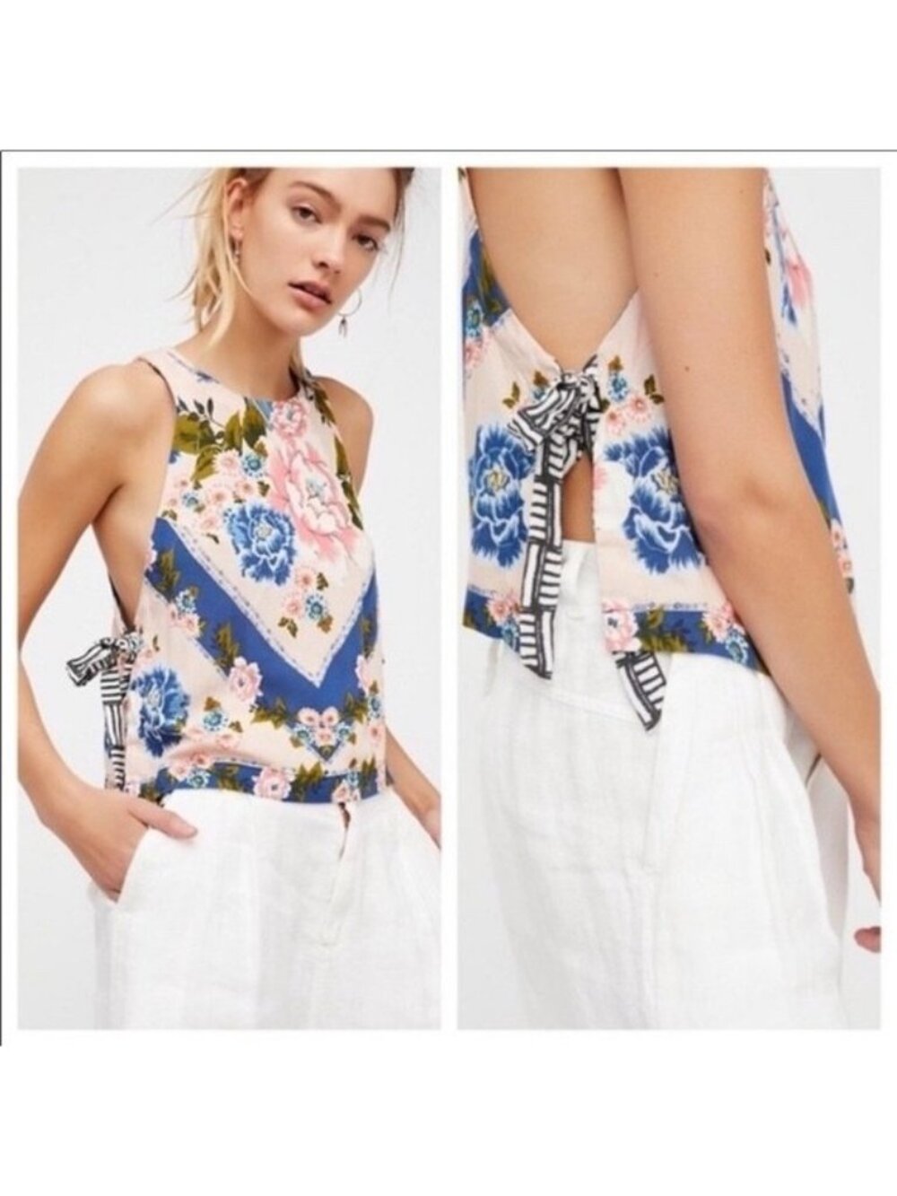 FREE PEOPLE This Sweet Love Top Boho Tie Open Sides, Size XS